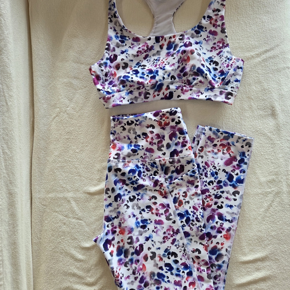 DSG Colorful Leopard Print Leggings and Sport Bra Set